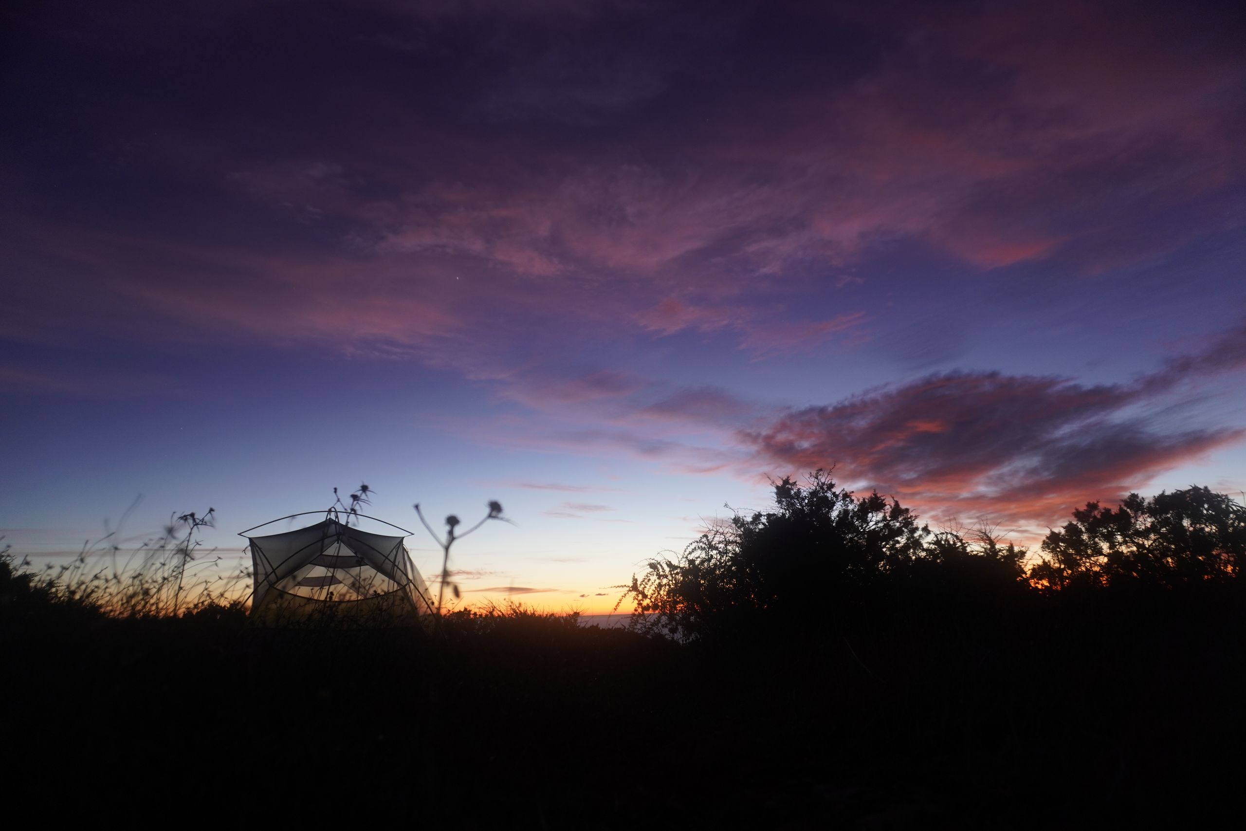 Sunrise behind my tent near Salema, Portugal