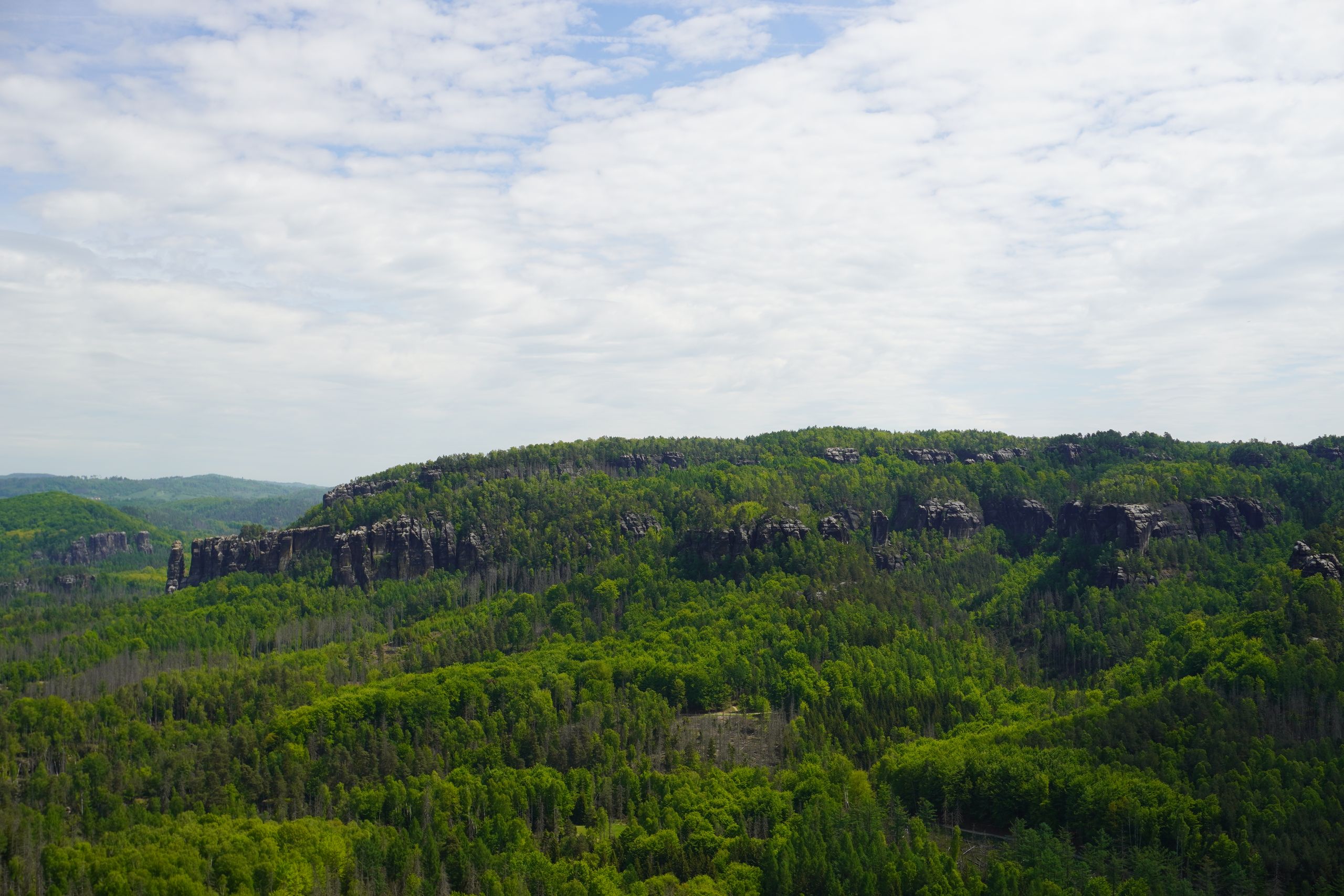 View from Müllerstein towards Affensteine in Saxon Switzerland, Germany