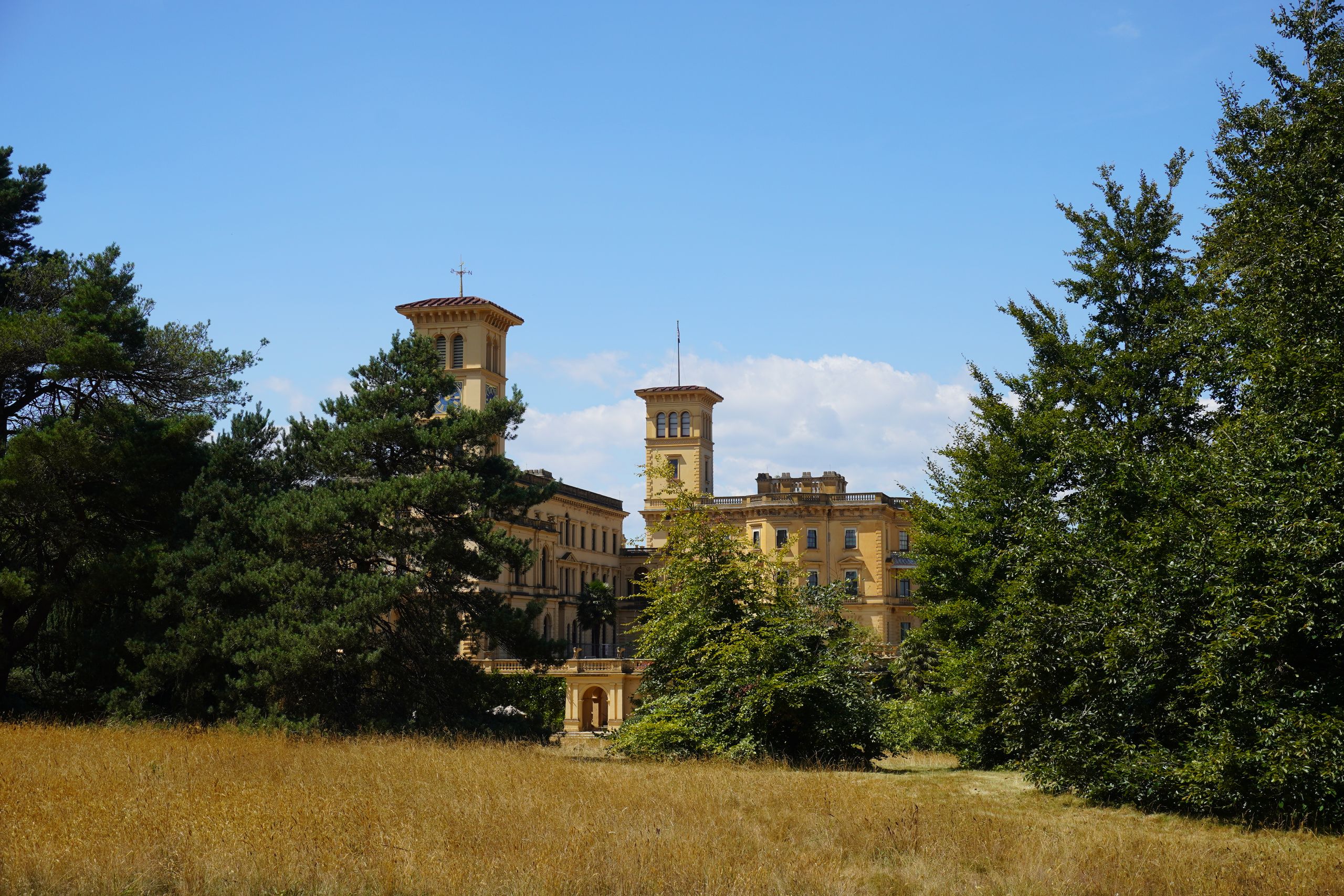 Osborne House in bright sunshine, United Kingdom