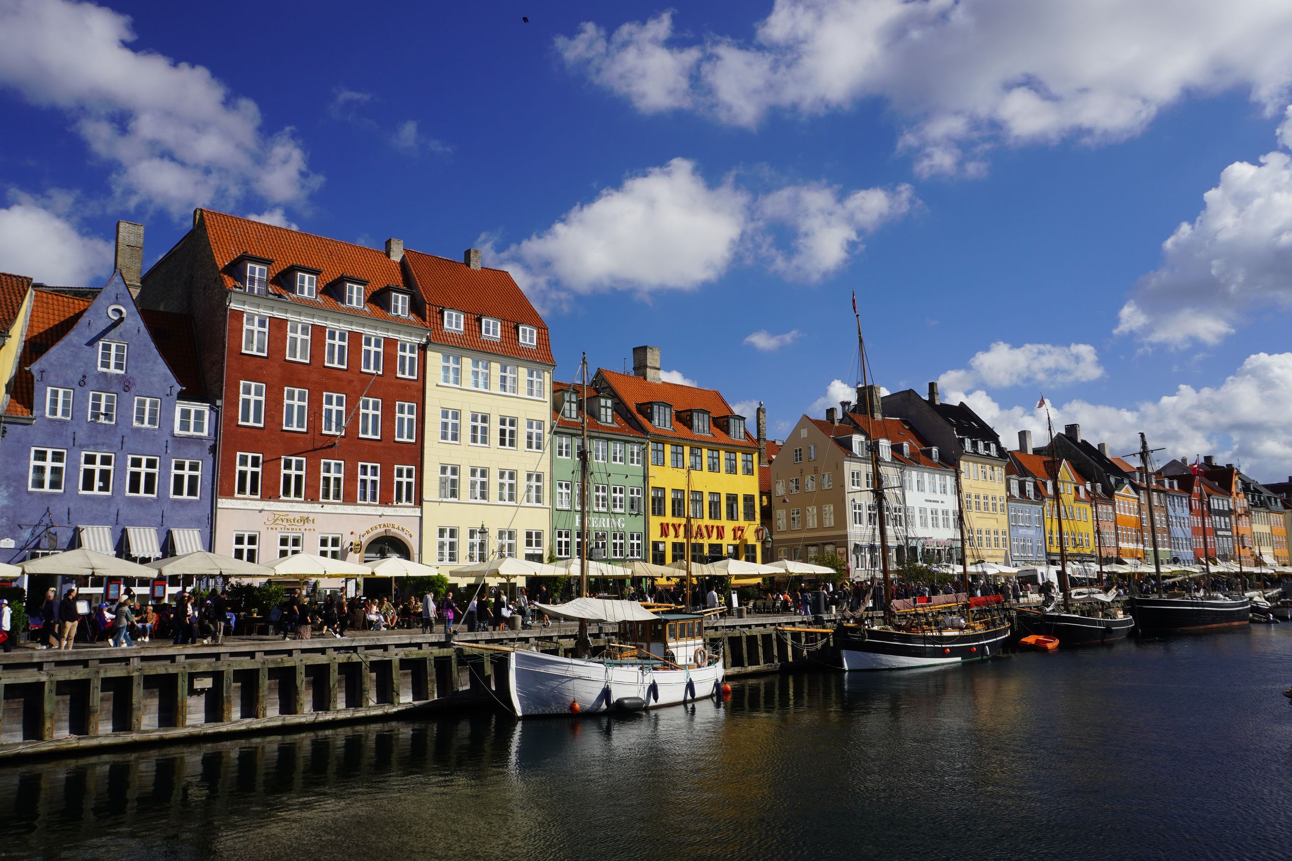 Autumn sun at Copenhagen Nyhavn, Denmark