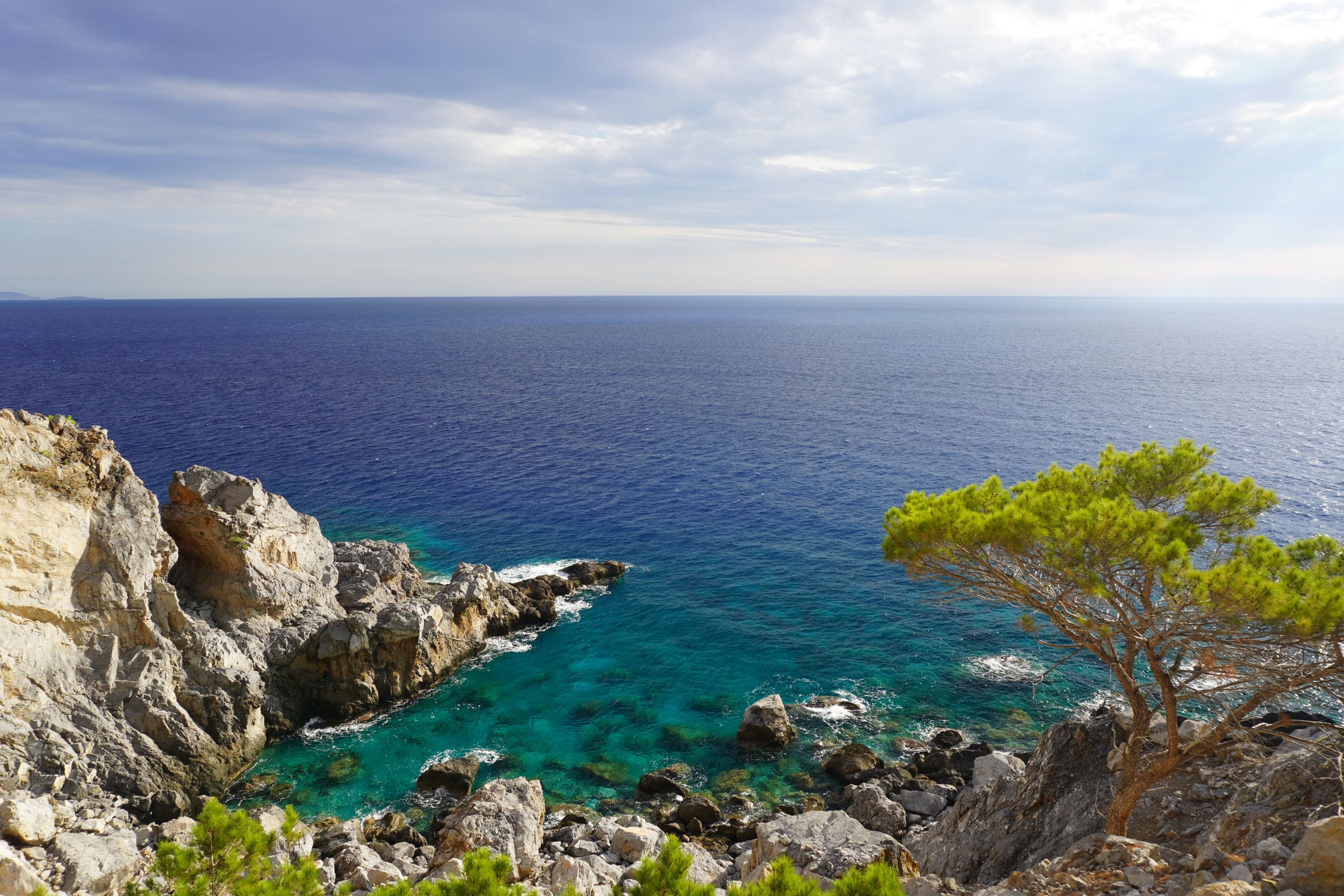 Sea view from Crete's coastal E4, Greece