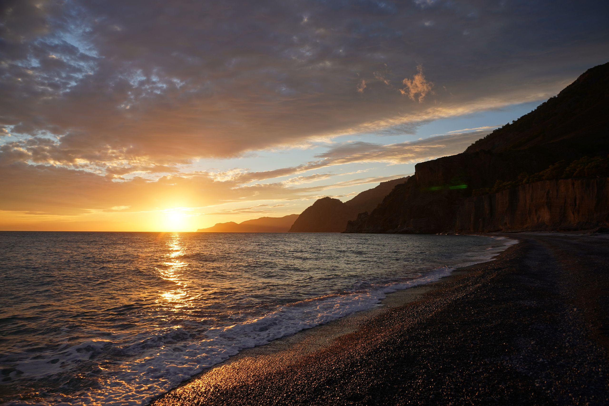 Sunset at Domata beach, Greece