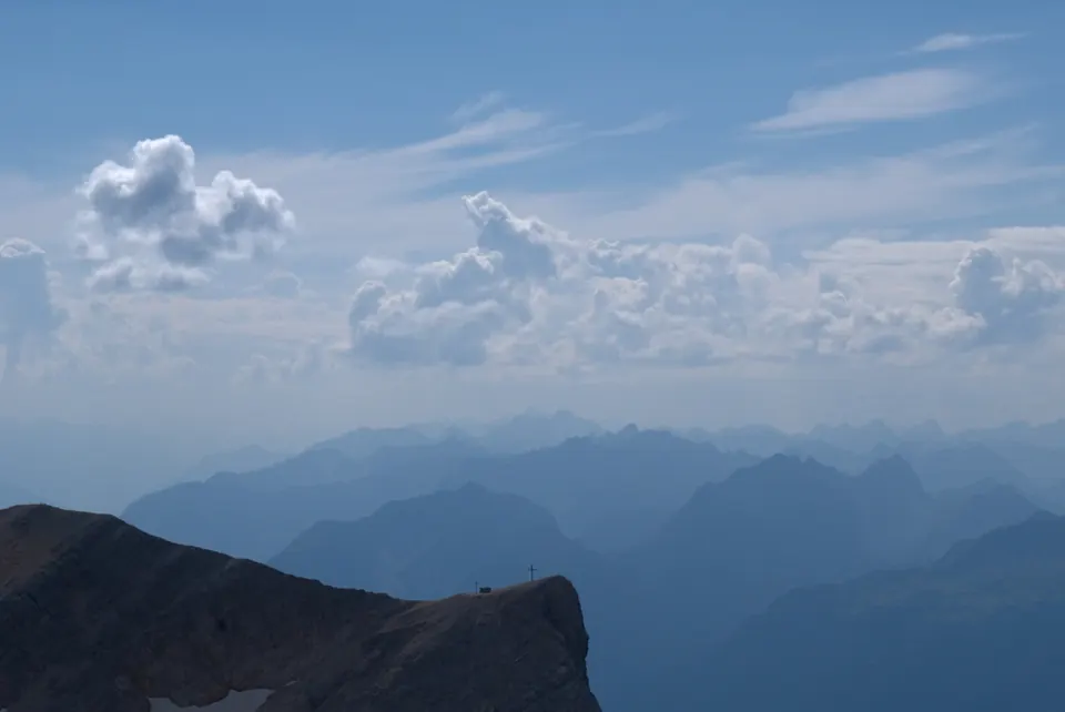 Outlines of mountains seen from Zugspitze, Germany