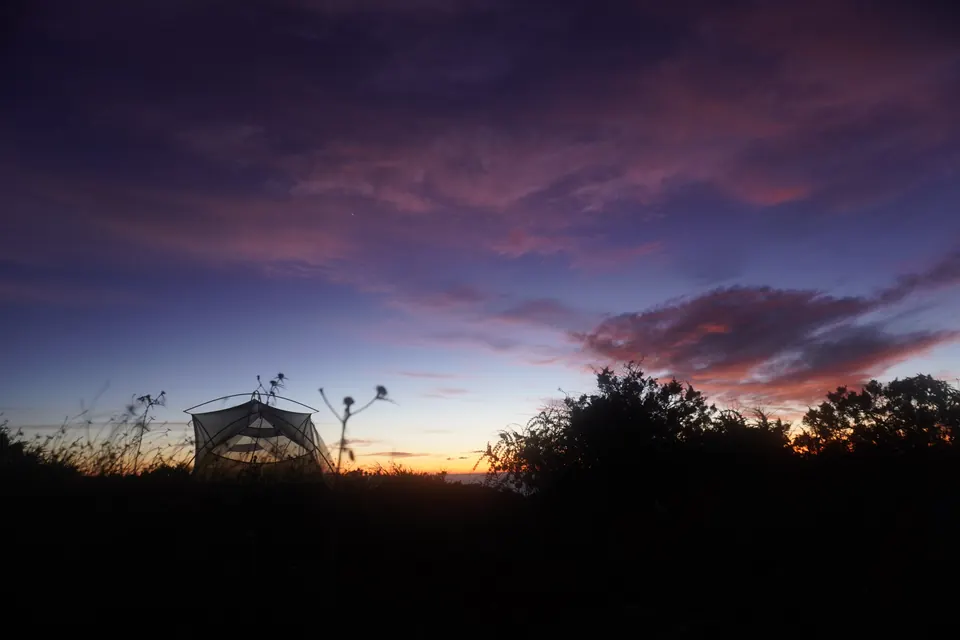 Sunrise behind my tent near Salema, Portugal