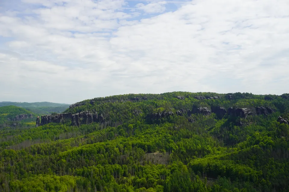 View from Müllerstein towards Affensteine in Saxon Switzerland, Germany