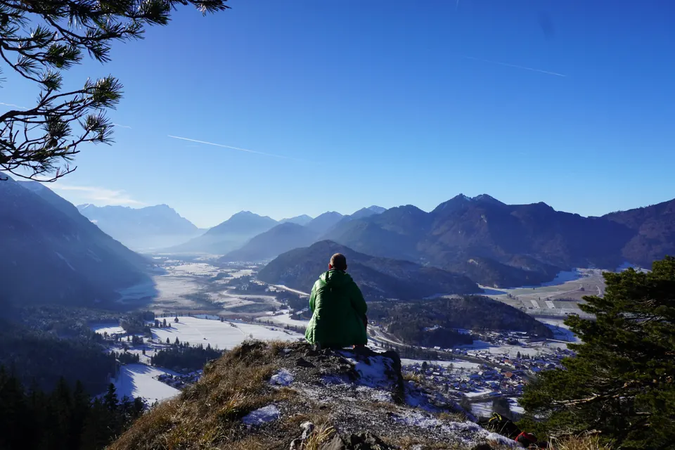 View into the Loisach valley and Wetterstein mountains, Germany