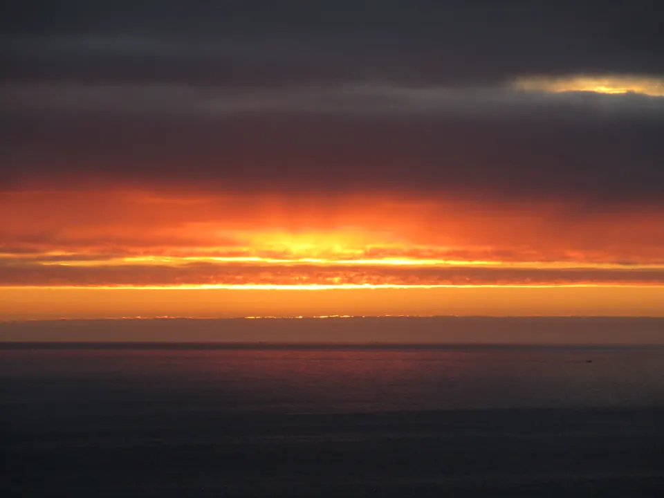 Colourful sunrise near Carvoeiro, Portugal