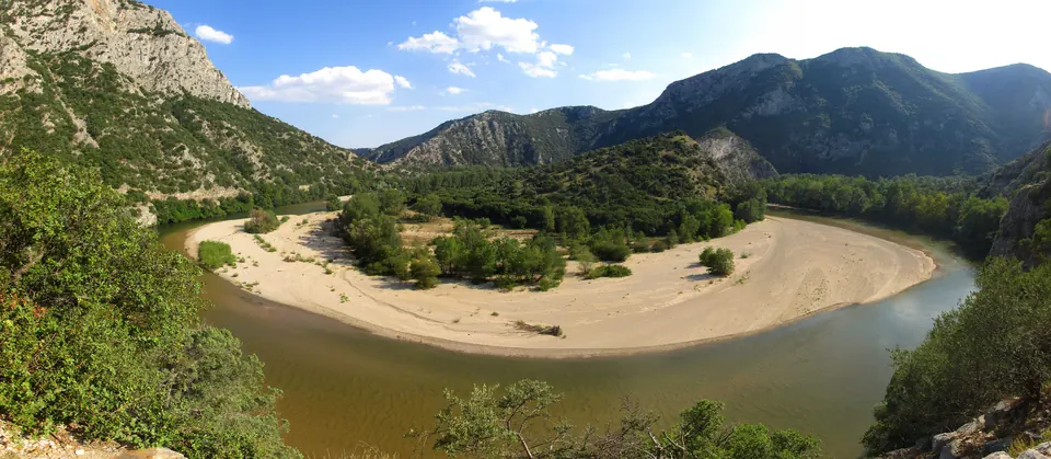 River bend in the Nestos gorge, Greece